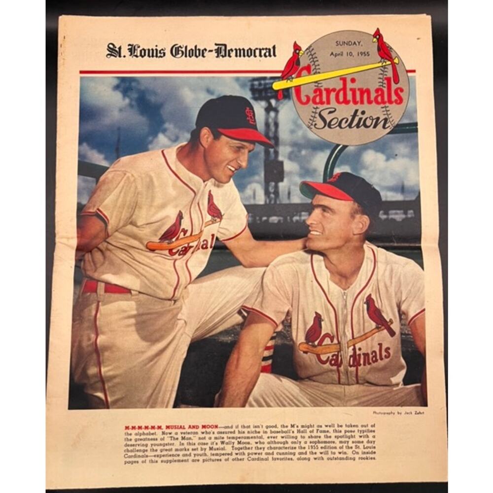 1955 St. Louis Globe Democrat Cardinals Section Stan Musial Hunters Baseball